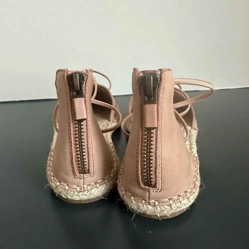 NEW Eileen Fisher Nude Pink Strappy Closed Toe Zipper Back Comfort Espadrille 6